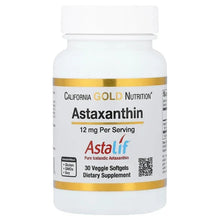 Astaxanthin Astalif supplement bottle, 12 mg per serving, 30 veggie softgels