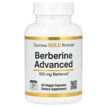 Berberine Advanced 550 mg veggie capsules bottle with gold label band