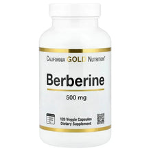 Berberine 500 mg veggie capsule bottle with California Gold Nutrition front label