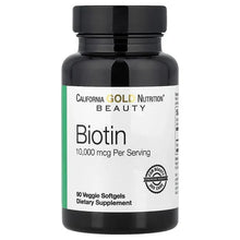 Biotin 10,000 mcg veggie softgels bottle front label