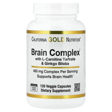 California Gold Nutrition Brain Complex supplement bottle, white with gold label band