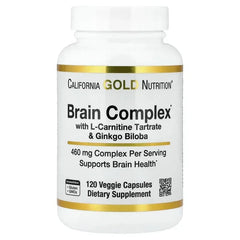 California Gold Nutrition, Brain Complex with L-Carnitine, Ginkgo Biloba, Phosphatidylserine, and Choline, 120 Veggie Capsules