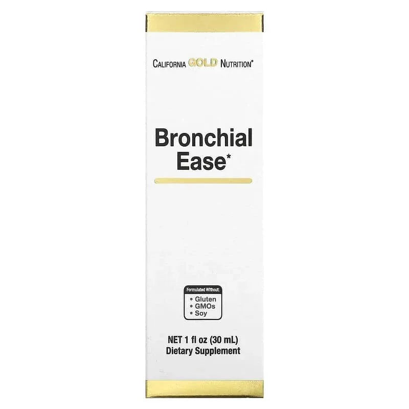 California Gold Nutrition, Bronchial Ease with Proprietary Blend of Fresh Osha Root, Mullein Leaf and Wild Cherry Bark, 1 fl oz (30 ml) - USA MEGA SHOP