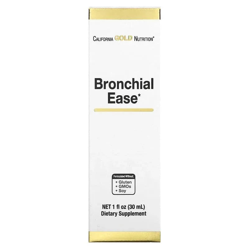 California Gold Nutrition, Bronchial Ease with Proprietary Blend of Fresh Osha Root, Mullein Leaf and Wild Cherry Bark, 1 fl oz (30 ml)