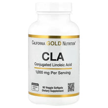 CLA conjugated linoleic acid supplement bottle, 1,000 mg, 90 veggie softgels