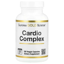 Dietary supplement bottle with gold stripe, front label, and 180 veggie capsules info