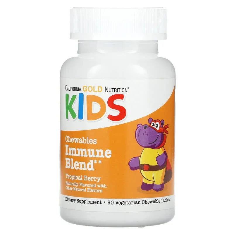 California Gold Nutrition, Chewable Immune Blend with Vitamin A, Vitamin C, Vitamin E, and Zinc for Children, Natural Tropical Berry, 90 Vegetarian Tablets - USA MEGA SHOP