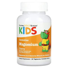 Kids chewable magnesium bottle, cherry flavor, white bottle with orange label