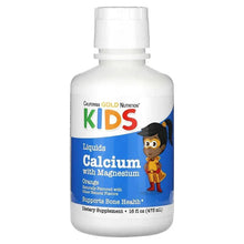 California Gold Nutrition KIDS liquid calcium supplement bottle, orange flavor label