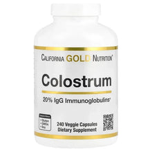 Colostrum supplement bottle with front label and 240 veggie capsules