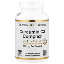 Curcumin C3 Complex supplement bottle with gold label and BioPerine text
