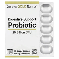 California Gold Nutrition, Digestive Support Probiotic, Probiotic & Prebiotic Blend with Lactobacillus rhamnosus GG, 20 Billion CFUs, 30 Veggie Capsules