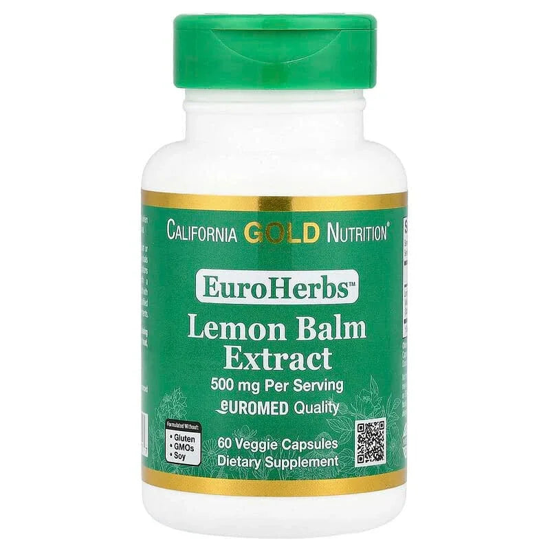 California Gold Nutrition, EuroHerbsâ„¢, Lemon Balm Extract, Euromed Quality, 500 mg - USA MEGA SHOP
