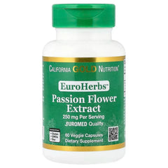 California Gold Nutrition, EuroHerbsâ„¢, Passion Flower Extract, Euromed Quality, 250 mg, 60 Veggie Capsules - USA MEGA SHOP