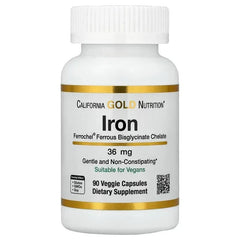 California Gold Nutrition, Ferrochel® Iron (Bisglycinate), 36 mg, 90 Veggie Capsules