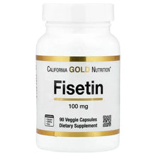 Fisetin 100 mg veggie capsule supplement bottle with California Gold Nutrition front label