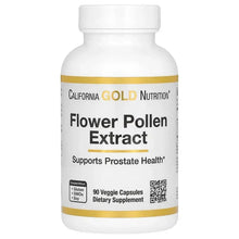 Flower pollen extract supplement bottle, 90 veggie capsules, California Gold Nutrition.