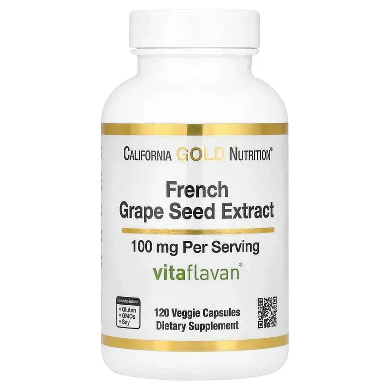 California Gold Nutrition, French Grape Seed Extract, Vitaflavan®, 100 mg, 120 Veggie Capsules