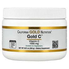 California Gold Nutrition Gold C Vitamin C supplement bottle, white jar with gold band