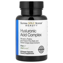 Hyaluronic Acid Complex supplement bottle with black cap, front label view