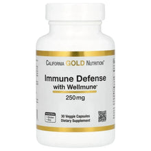 Immune Defense supplement bottle, 250 mg, 30 veggie capsules, Wellmune label