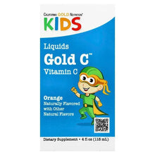 Kids Gold C vitamin C liquid supplement box, orange flavor, 4 fl oz
