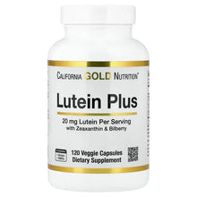Lutein Plus veggie capsule supplement bottle, front label