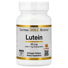 Lutein 20 mg dietary supplement bottle with 60 veggie softgels
