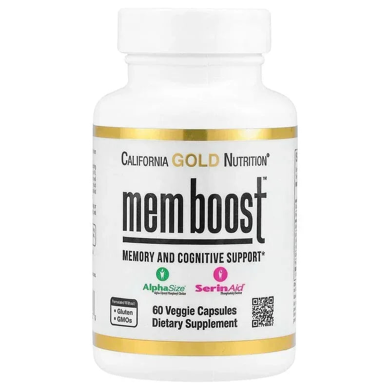 California Gold Nutrition, MEM Boost™, Memory & Cognitive Support with Alpha-GPC, Lion's Mane Extract, Coffee Fruit Extract and Phosphatidylserine, 60 Veggie Capsules