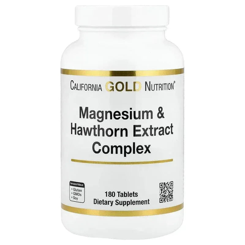 California Gold Nutrition, Magnesium & Hawthorn Extract Complex with Taurine, Coleus forskohlii Extract, and Hops, 180 Tablets - USA MEGA SHOP
