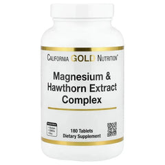 California Gold Nutrition, Magnesium & Hawthorn Extract Complex with Taurine, Coleus forskohlii Extract, and Hops, 180 Tablets
