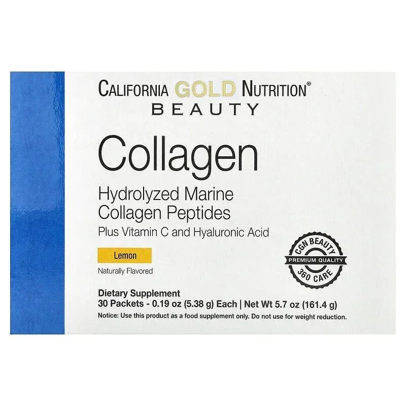 California Gold Nutrition, Marine Collagen Peptides Plus Vitamin C and Hyaluronic Acid, 30 Packets, 0.19 oz (5.38 g) Each