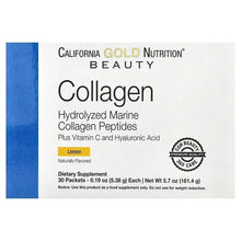Collagen supplement packet, Lemon Naturally Flavored label by California Gold Nutrition Beauty