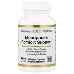 California Gold Nutrition, Menopause Comfort Support with Folate, Red Clover Extract, Vitamin B12, and Soy Germ Extract, 56 Veggie Capsules