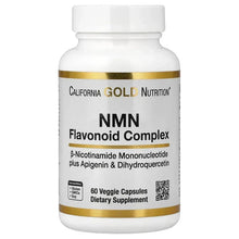 NMN Flavonoid Complex supplement bottle with front label and gold band