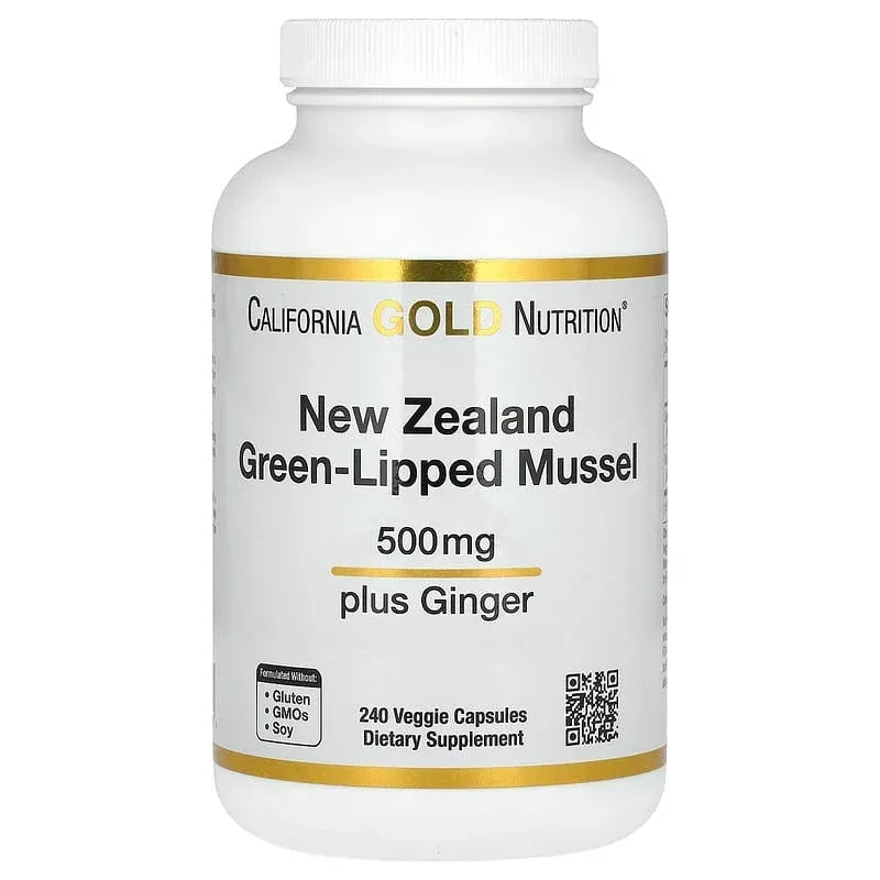 California Gold Nutrition, New Zealand Green-Lipped Mussel with Ginger Extract, 500 mg, 240 Veggie Capsules