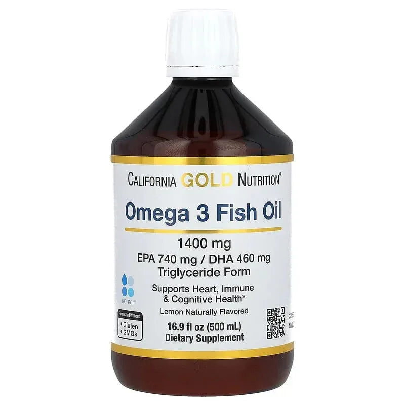 California Gold Nutrition, Omega-3 Fish Oil, Norwegian Triglyceride, Natural Lemon, 16.9 fl oz (500 ml) - USA MEGA SHOP