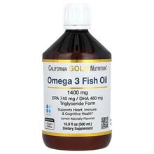 Omega-3 fish oil supplement bottle with Natural Lemon label, 16.9 fl oz (500 ml)