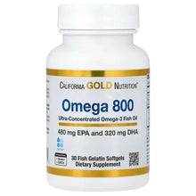 Omega 800 ultra fish oil bottle with gold band and white cap