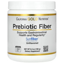 Prebiotic fiber supplement jar with Unflavored label and California Gold Nutrition branding