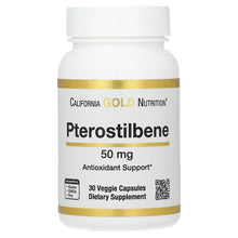Pterostilbene 50 mg supplement bottle with front label, 30 veggie capsules
