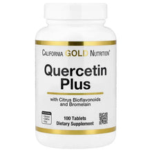 Quercetin Plus dietary supplement bottle with citrus bioflavonoids and bromelain label