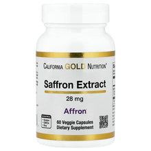 California Gold Nutrition saffron extract bottle, Affron 28 mg, 60 veggie capsules