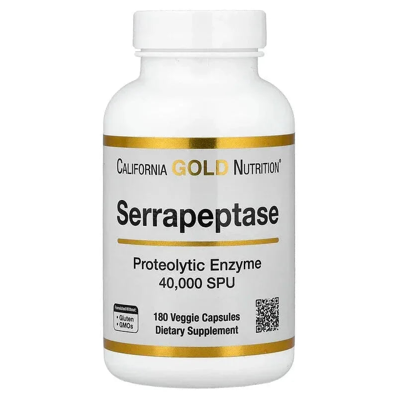 California Gold Nutrition, Serrapeptase, Proteolytic Enzyme, 40,000 SPUs, 180 Veggie Capsules - USA MEGA SHOP