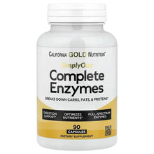 Dietary enzyme supplement bottle with front label and 90 capsules