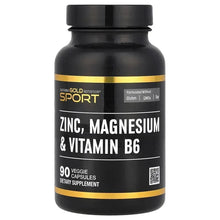 Zinc, magnesium and vitamin B6 supplement bottle with 90 veggie capsules label