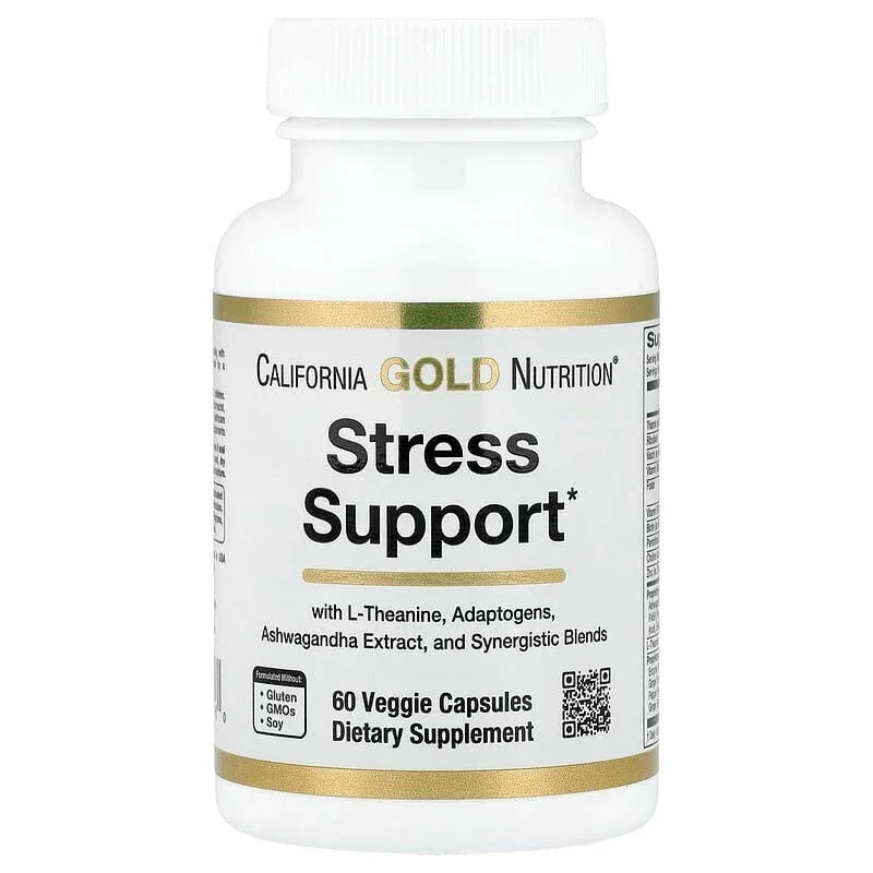 Stress Support with L-Theanine, Ashwagandha, Botanical Blend, and Enzymes, 60 Veggie Capsules - USA MEGA SHOP