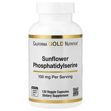 Supplement bottle with Sunflower Phosphatidylserine 100 mg and 120 veggie capsules