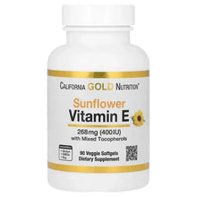 Sunflower Vitamin E softgels bottle with front label and yellow stripe
