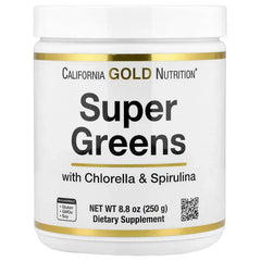 California Gold Nutrition, Super Greens with Spirulina, Chlorella, Kelp, and Apple Pectin, 8.8 oz (250 g) - USA MEGA SHOP
